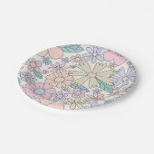 Retro Floral groovy Birthday Papieren Bordje (Gekanteld)