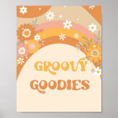 Retro floral groovy goodies verjaardagsfeest poster (Voorkant)