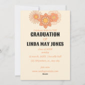 Retro Floral Groovy Graduation Invitations Feestdagenkaart (Achterkant)