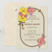 Retro Floral Groovy Graduation Invitations Feestdagenkaart (Voorkant / Achterkant)
