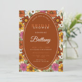 Retro Floral Groovy Hippie Daisy 70s Vrijgezellenf Save The Date (Staand voorkant)