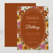 Retro Floral Groovy Hippie Daisy 70s Vrijgezellenf Save The Date (Voorkant / Achterkant)
