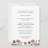 Retro Floral Groovy Script Arch Foto Afstuderen Aankondiging (Achterkant)