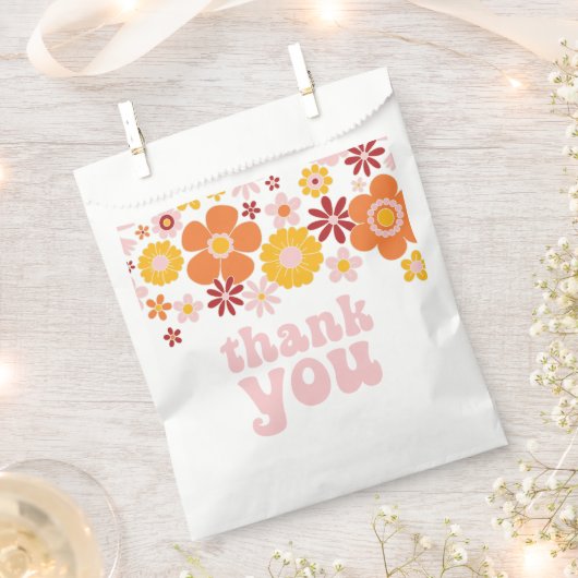 Retro Floral Groovy verjaardag Bedankzakje (Geknipt)