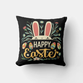 Retro Floral Happy Easter Bunny Boho Spring Kussen