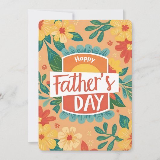 Retro Floral Happy Vaderdag Kaart (Voorkant)