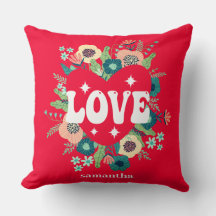 Retro Floral Heart Love Red Valentijnsdag
