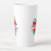 Retro Floral Heart Love Red Valentijnsdag Latte Mok (Voorkant)