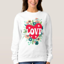 Retro Floral Heart Love Red Valentijnsdag