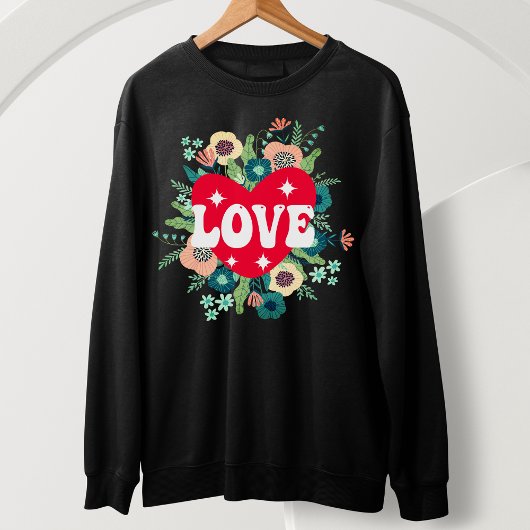 Retro Floral Heart Love Valentijnsdag Trui