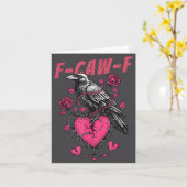 Retro Floral Heart Raven F-caw-f Anti Valentin's D Kaart (Gele Bloem)