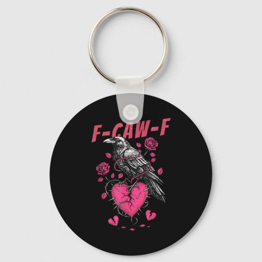 Retro Floral Heart Raven F-caw-f Anti Valentin's D Sleutelhanger (Voorkant)