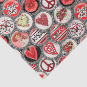 Retro Floral Heart Valentijnsdag Bottle Pet Art Tissuepapier (Detail)