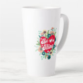 Retro Floral Heart zijn Mine Red Valentijnsdag Latte Mok (Rechterhoek)