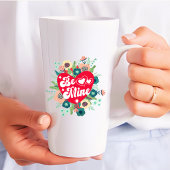 Retro Floral Heart zijn Mine Red Valentijnsdag Latte Mok