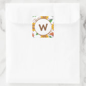 Retro Floral hedendaags Patroongeel + Oranje Vierkante Sticker (Tas)