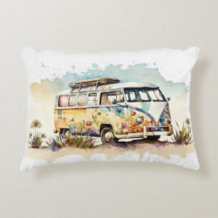 Retro Floral Hippie Bus Accent Kussen