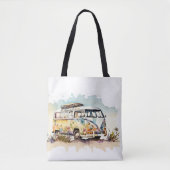 Retro Floral Hippie Bus Tote Bag (Voorkant)