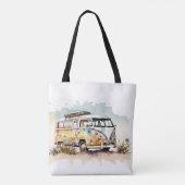 Retro Floral Hippie Bus Tote Bag (Achterkant)