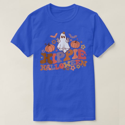 Retro Floral Hippie Halloween Ghost Pumpkin Spooky T-shirt (Design voorkant)