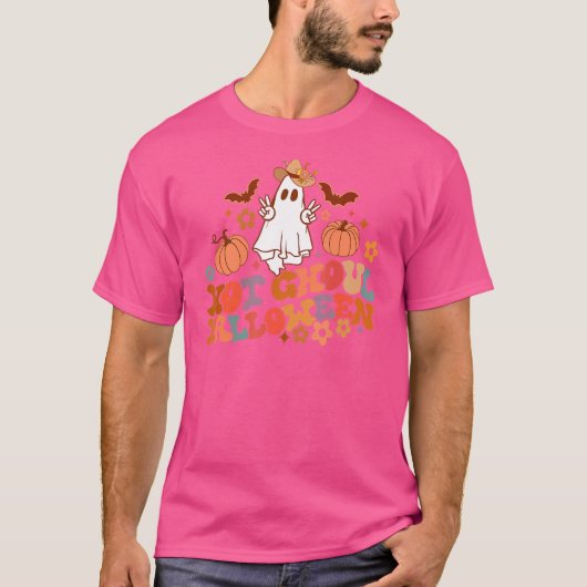 Retro Floral Hot Ghoul Halloween Ghost Pumpkin Spo T-shirt (Voorkant)