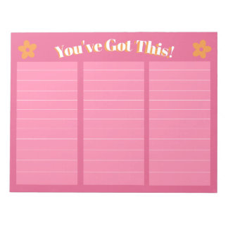 Retro Floral Hot Pink en Sinaasappel Notitieblok