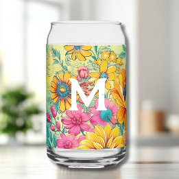 Retro Floral Initiaal Blikvorm Glas