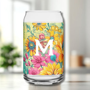 Retro Floral Initiaal Blikvorm Glas