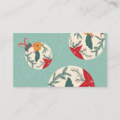 Retro floral kerstball greetings corporate visitekaartje (Achterkant)