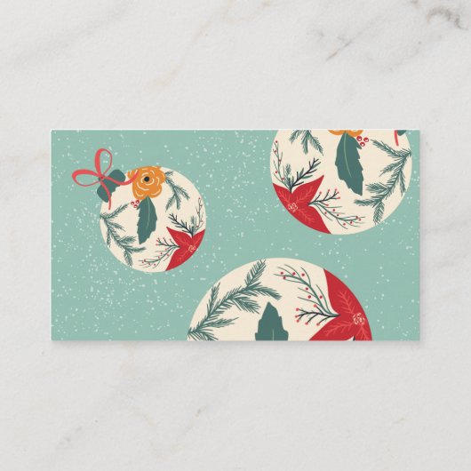 Retro floral kerstball greetings corporate visitekaartje (Achterkant)