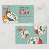 Retro floral kerstball greetings corporate visitekaartje (Voorkant / Achterkant)