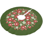 Retro Floral kerstbloemen Rood Groen Cream Kerstboom Rok (Gekanteld)