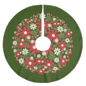 Retro Floral kerstbloemen Rood Groen Cream Kerstboom Rok (Voorkant)