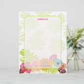 Retro Floral, kies uw fav achtergrondkleur Gepersonaliseerd Briefhoofd (Staand voorkant)