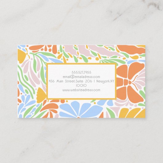 Retro Floral Kleurrijk Lijst Visitekaartje (Achterkant)