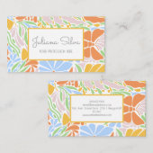 Retro Floral Kleurrijk Lijst Visitekaartje (Voorkant / Achterkant)