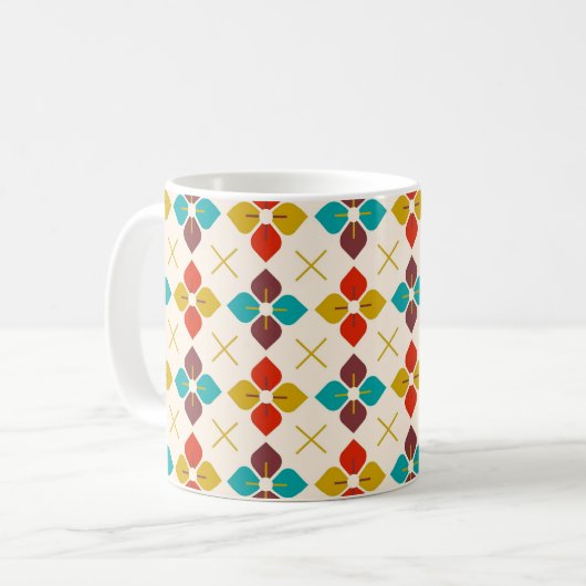 Retro Floral Koffiemok (Voorkant links)