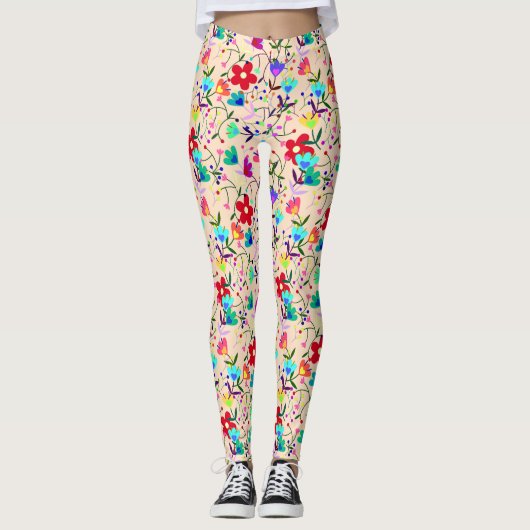 Retro  Floral Leggings (Voorkant)
