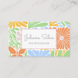 Retro Floral Lijst Kleurrijk Visitekaartje