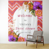 Retro Floral Magenta Fuchsia Vrijgezellenfeest Wel Wandkleed (In situ)