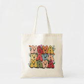 Retro Floral "Mama" Bubble Font Tote Bag (Voorkant)