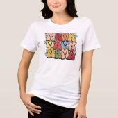 Retro Floral "Mama" Bubble Font Tri-Blend Shirt (Voorkant)