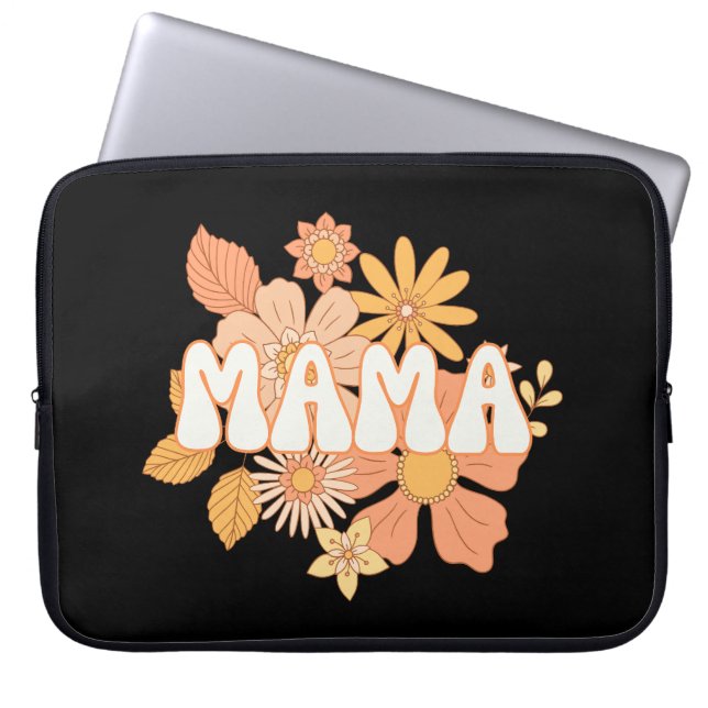 Retro Floral Mama Laptop Sleeve (Voorkant)