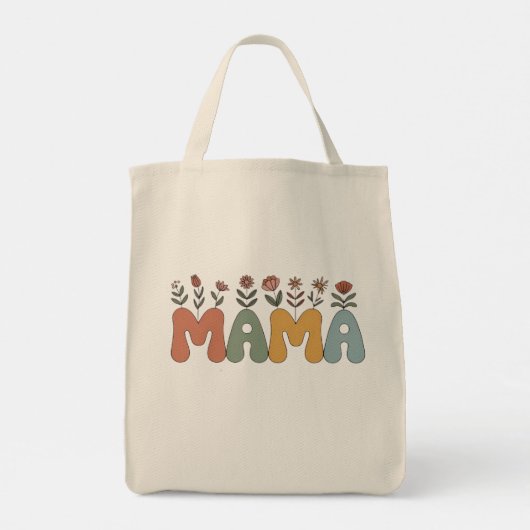 Retro Floral "MAMA" Perfect voor Moederdag Tote Bag (Achterkant)