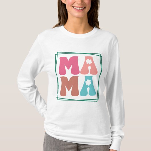 Retro Floral Mama T-shirt (Voorkant)