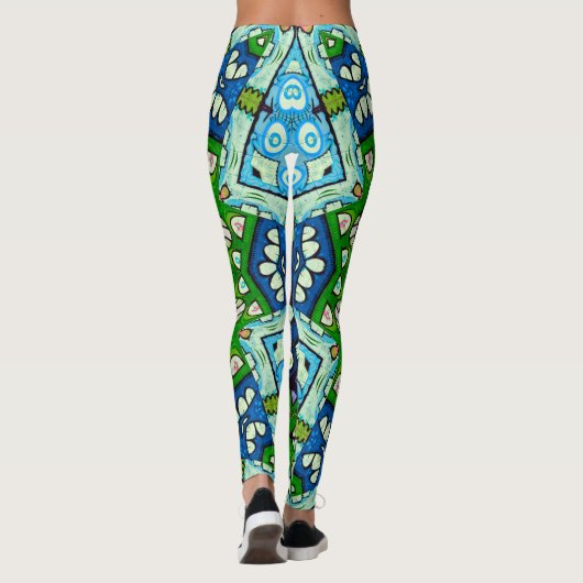 Retro Floral Mandala Mosaic Boho Leggings (Achterkant)