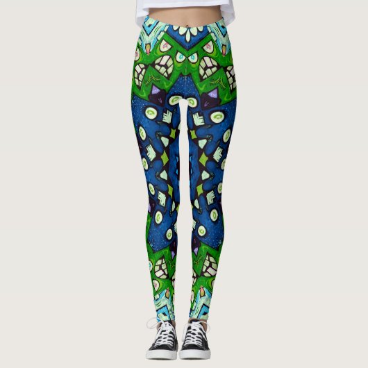Retro Floral Mandala Mosaic Boho Leggings (Voorkant)