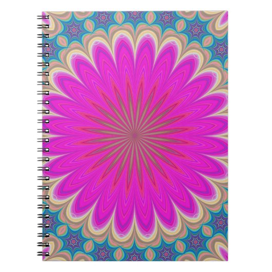 Retro Floral Mandala Psychedelic Flower Power Notitieboek (Voorkant)