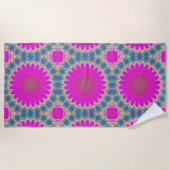 Retro Floral Mandala Psychedelic Flower Power Strandlaken (Voorkant)