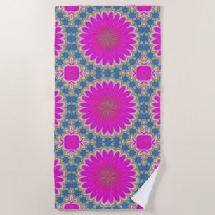 Retro Floral Mandala Psychedelic Flower Power Strandlaken